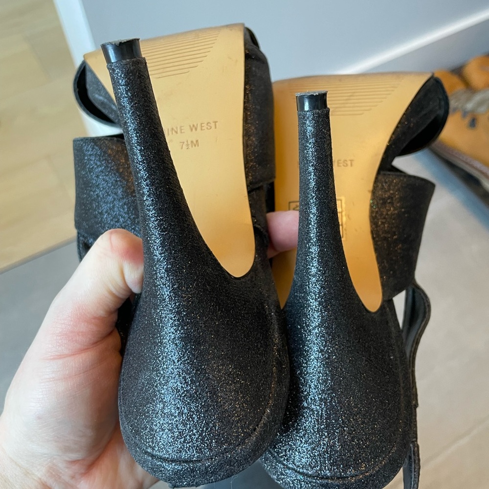 Nine West Sparkly Black heels (Slingbacks) great condition